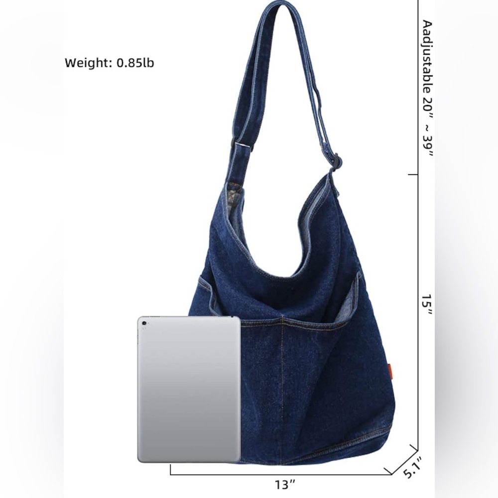ROUROU Denim Shoulder Bag - Women's Hobo Tote Canvas Crossbody Bag - - Picture 12 of 12